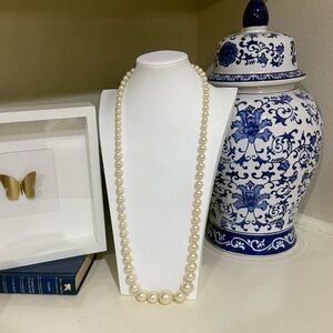 Extra Long Extra Large Faux Pearl Necklace with Gold Clasp